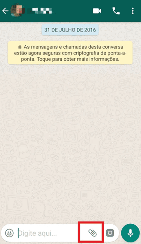 WhatsApp paperclip icon for attachments