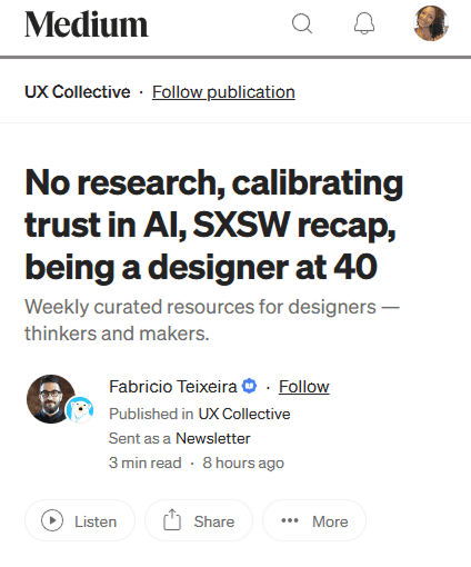 Medium - case study showing concept