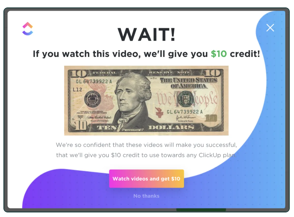 ClickUp - Incentivized Onboarding